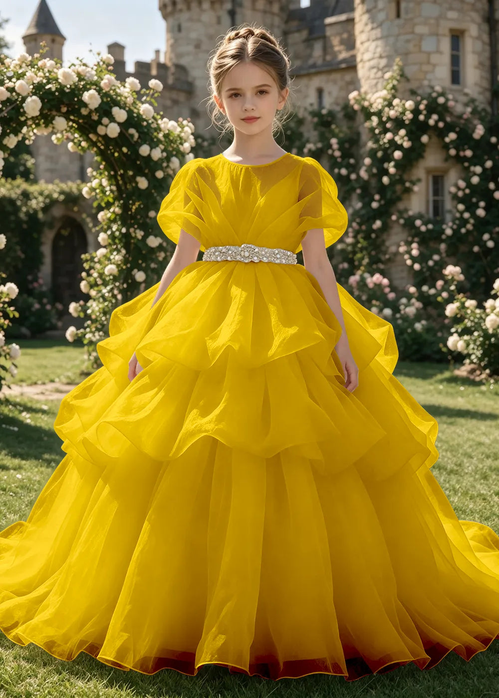 Cascading Organza Junior Bridesmaid Dress for Girls