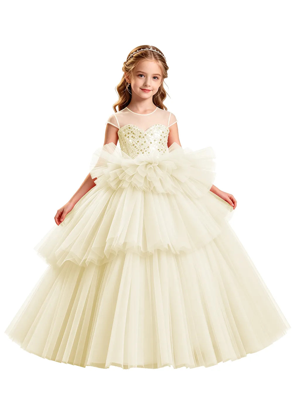 Vestido de princesa sin mangas de encaje