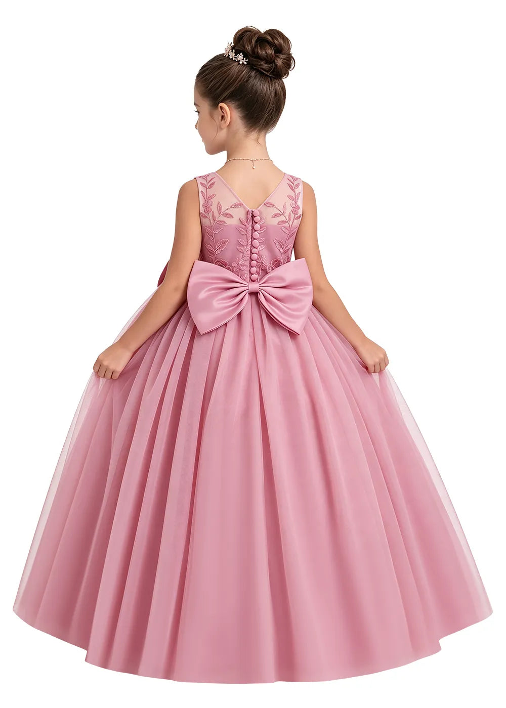 Floral Embroidered Flower Girl Dress