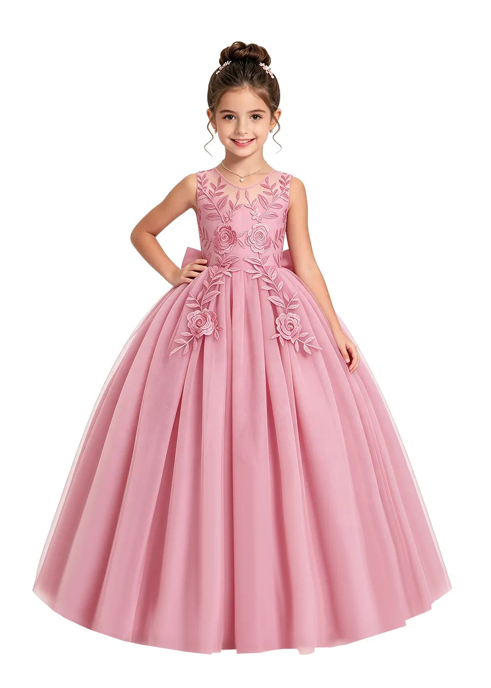 Floral Embroidered Flower Girl Dress