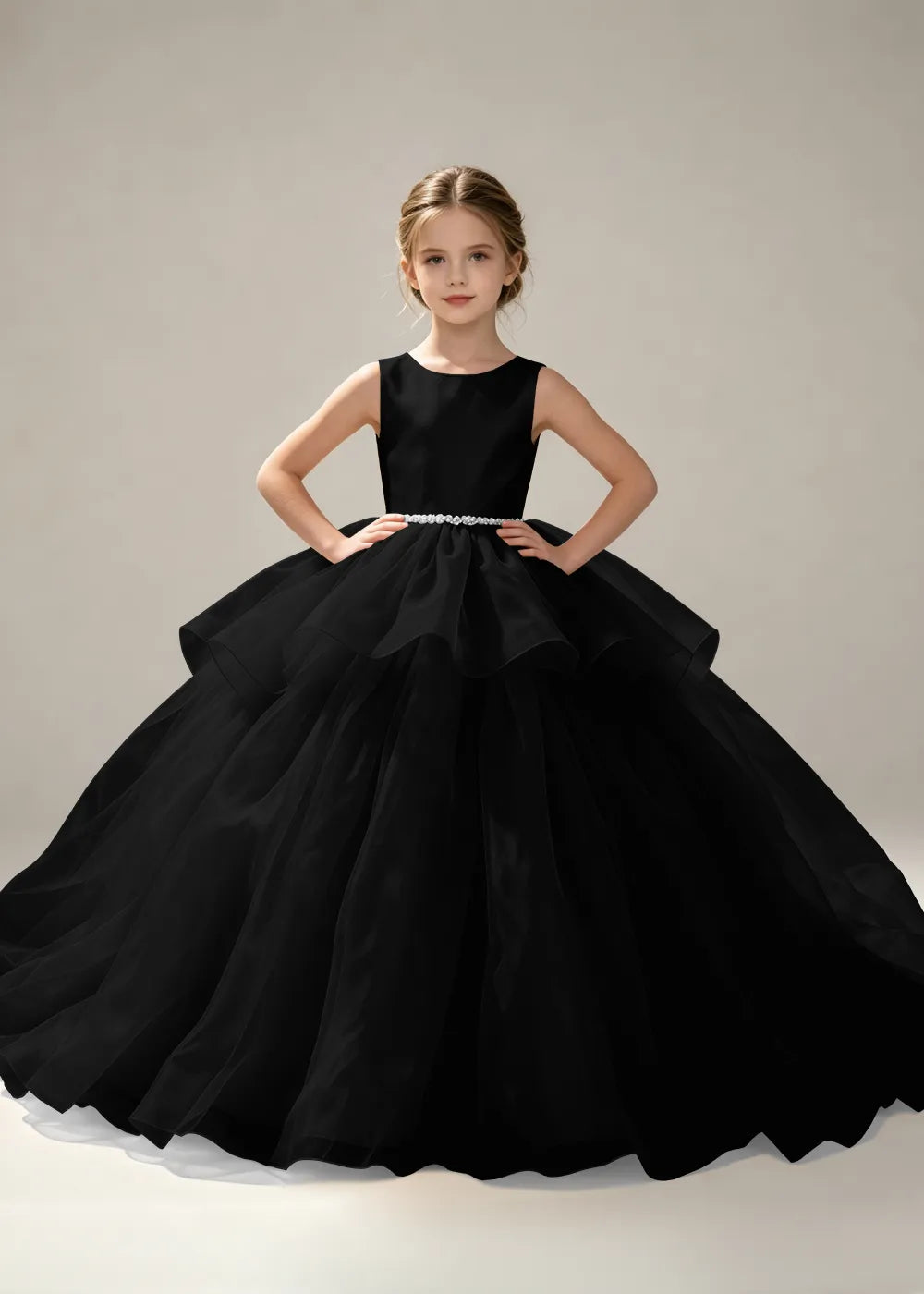 Pearl Waist Junior Bridesmaid Dress for Girls