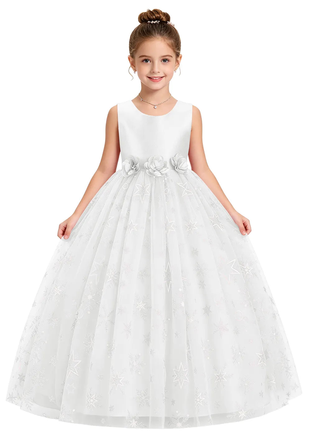 Bow Back Star Glitter Tulle Dress
