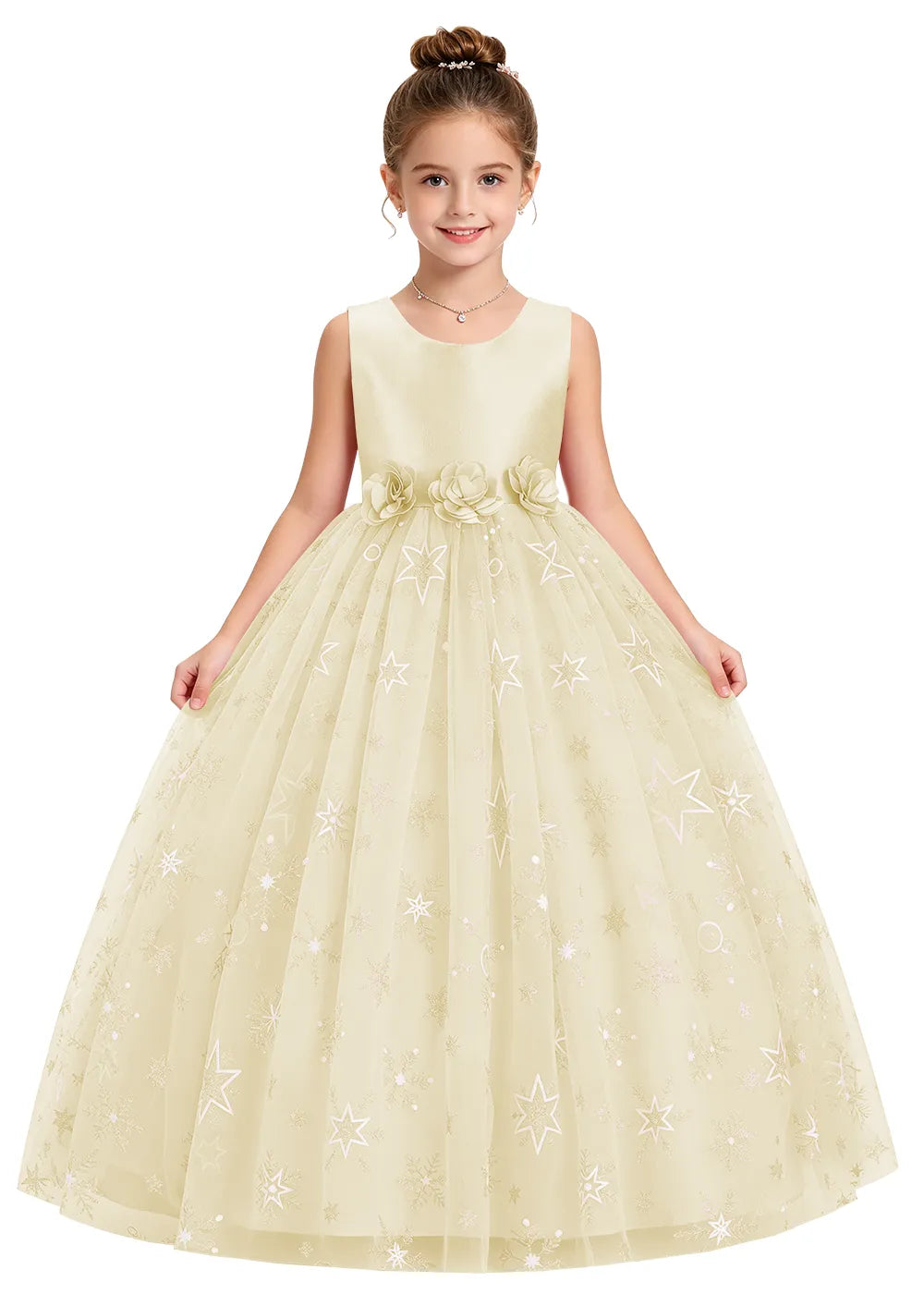 Bow Back Star Glitter Tulle Dress