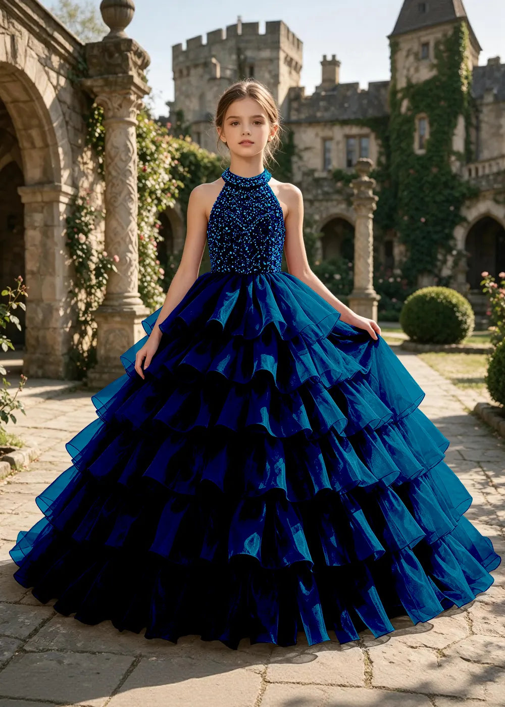 Embellished Ruffle Junior Formal Ball Gown
