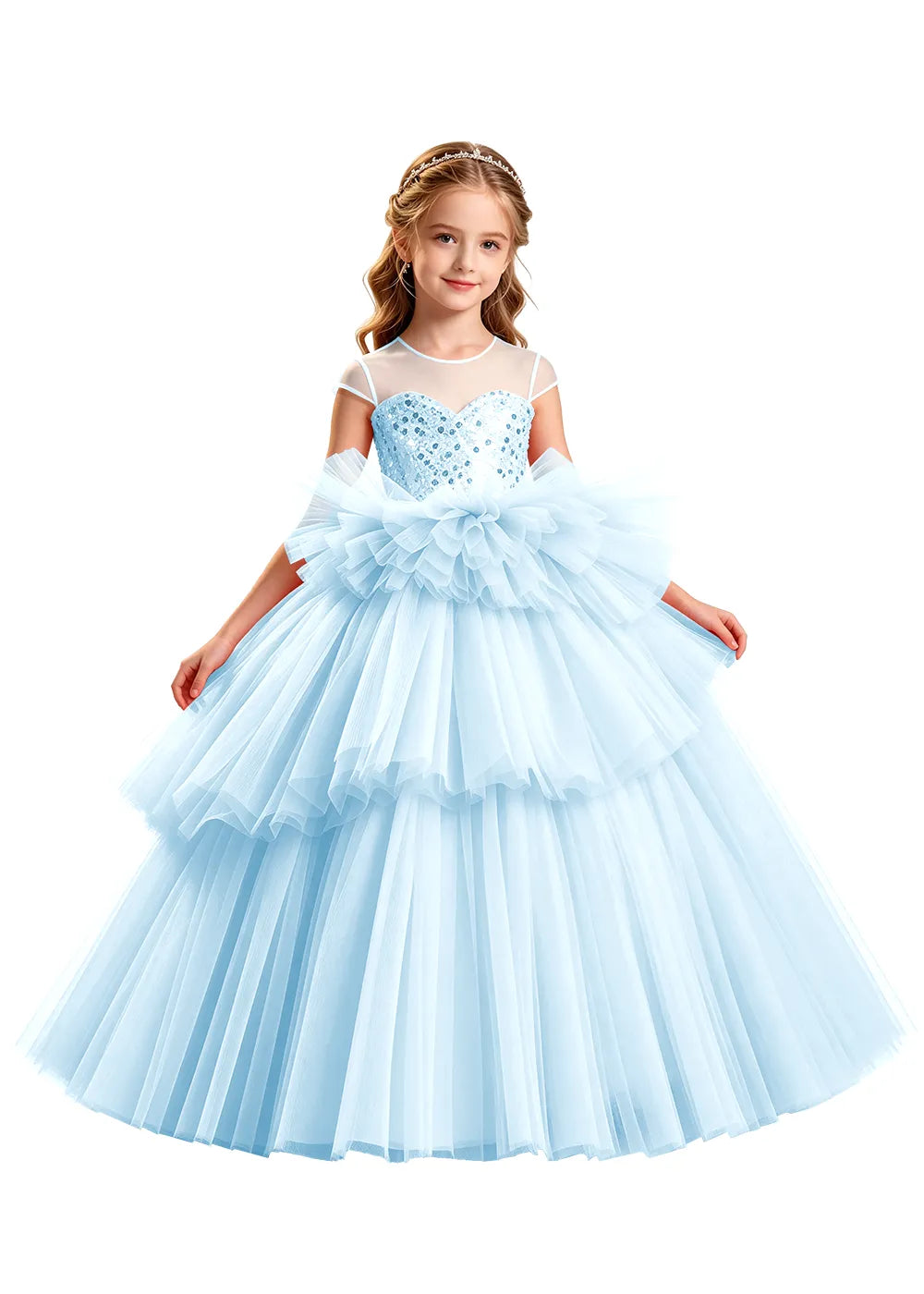 Vestido de princesa sin mangas de encaje