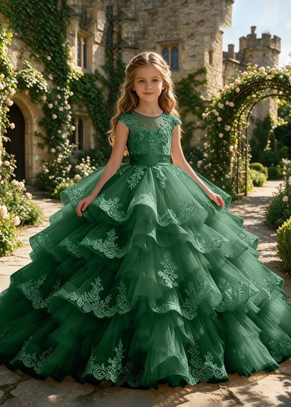 Illusion Cap Sleeve Junior Bridesmaid Dress