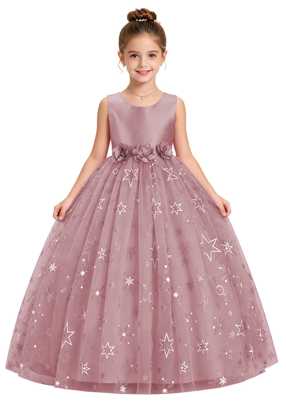 Bow Back Star Glitter Tulle Dress