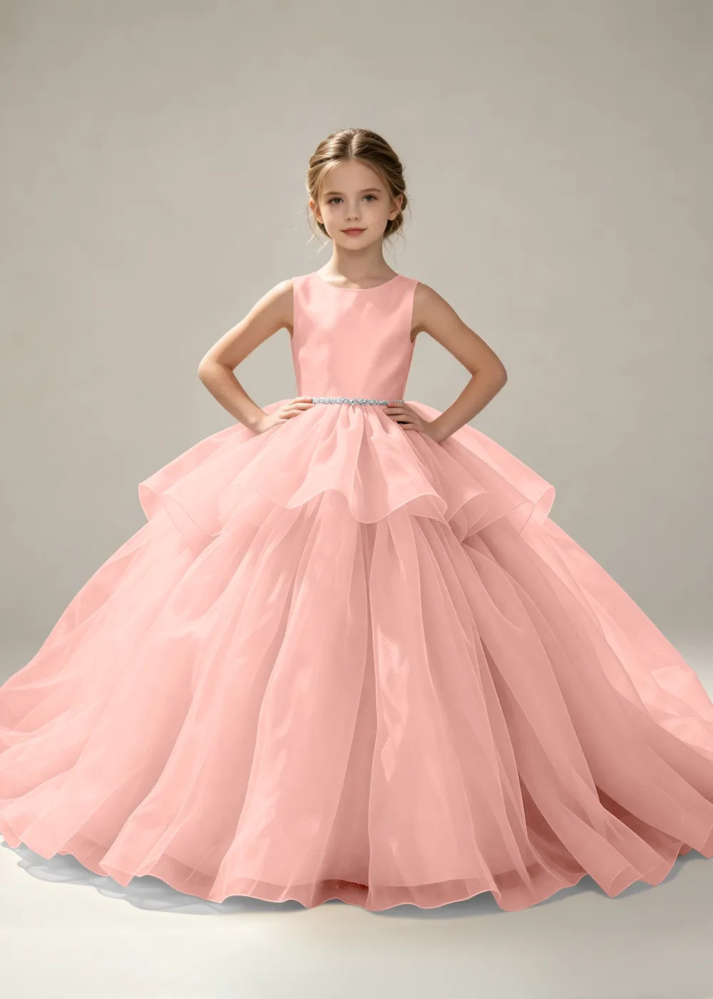 Pearl Waist Junior Bridesmaid Dress for Girls