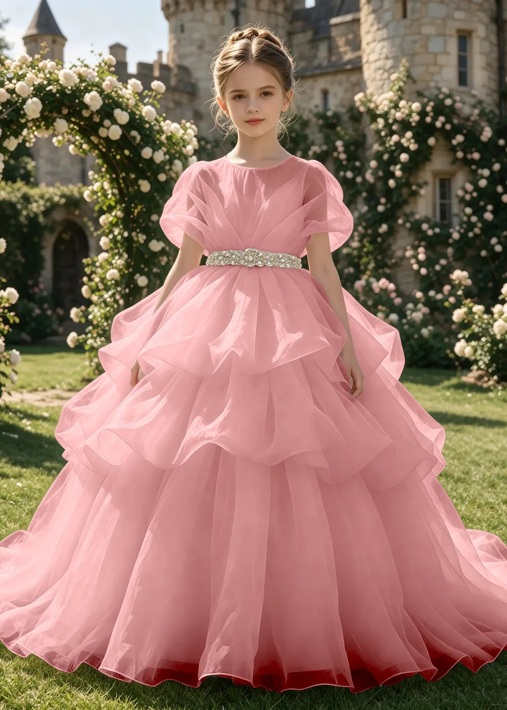 Cascading Organza Junior Bridesmaid Dress for Girls