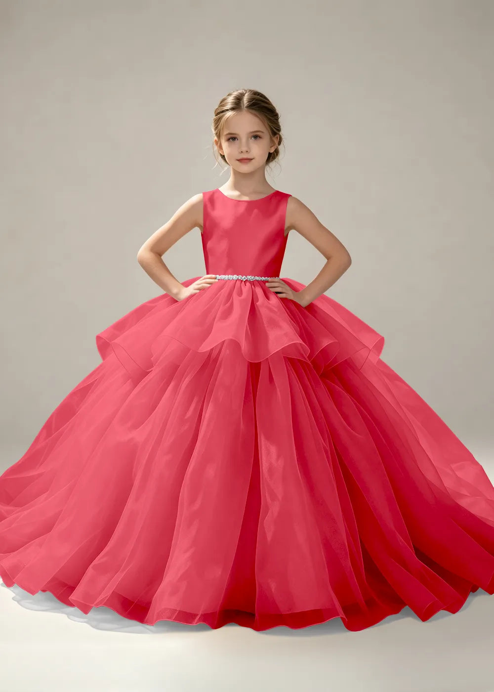 Pearl Waist Junior Bridesmaid Dress for Girls