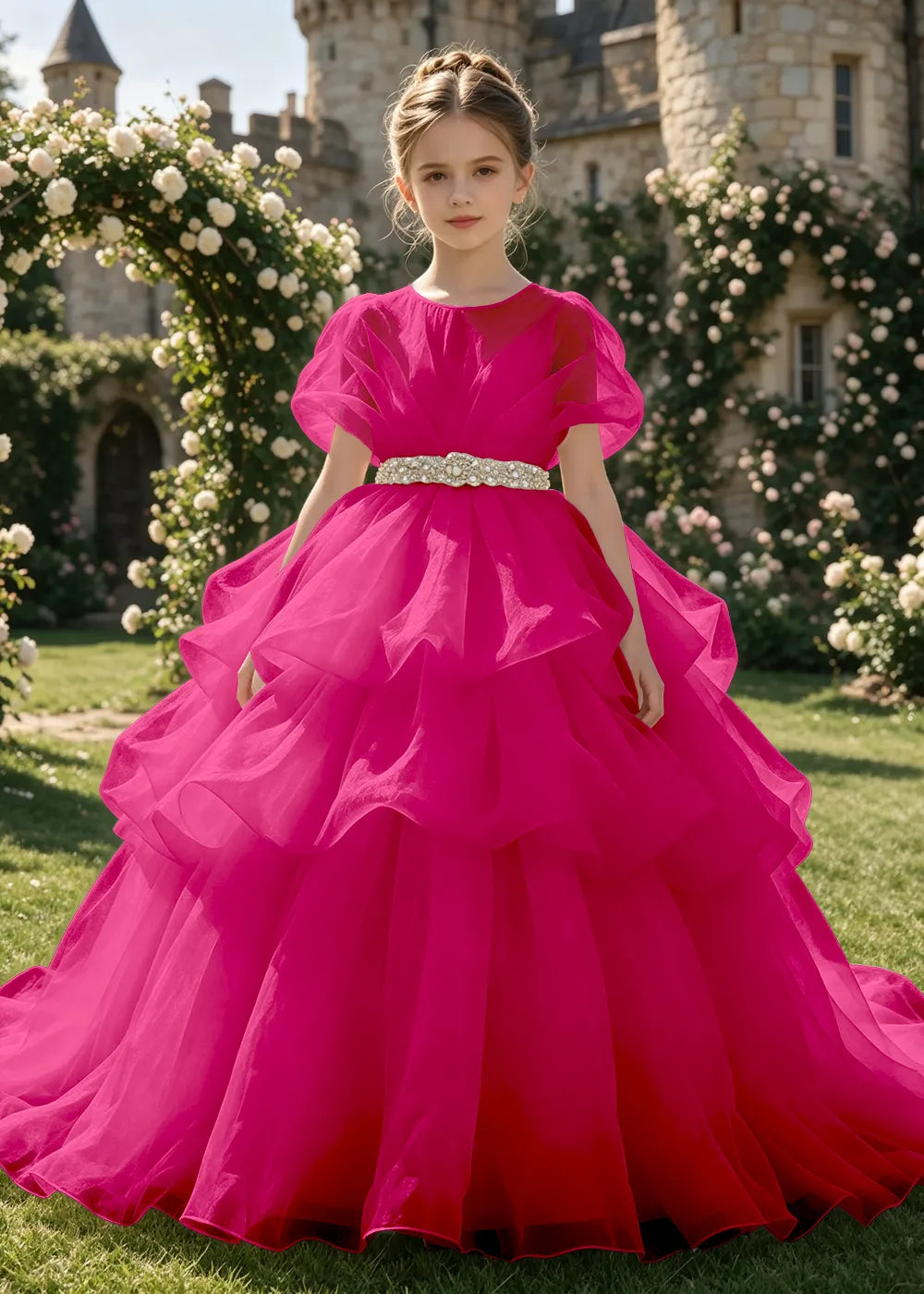 Cascading Organza Junior Bridesmaid Dress for Girls