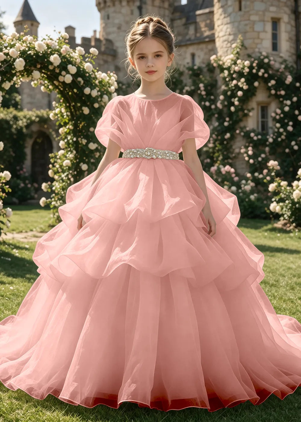 Cascading Organza Junior Bridesmaid Dress for Girls
