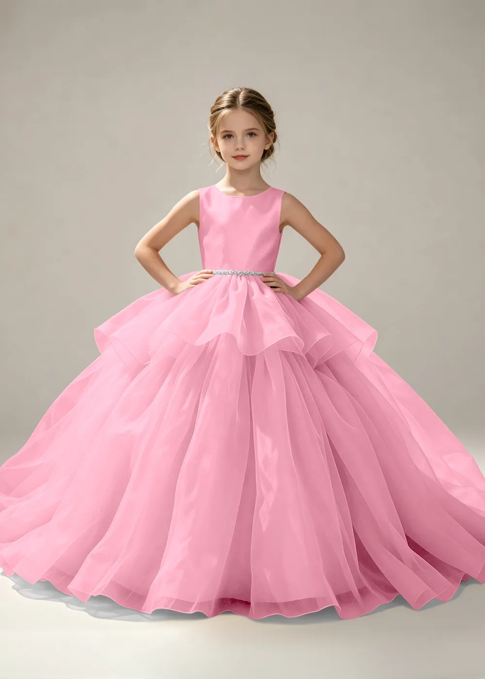Pearl Waist Junior Bridesmaid Dress for Girls