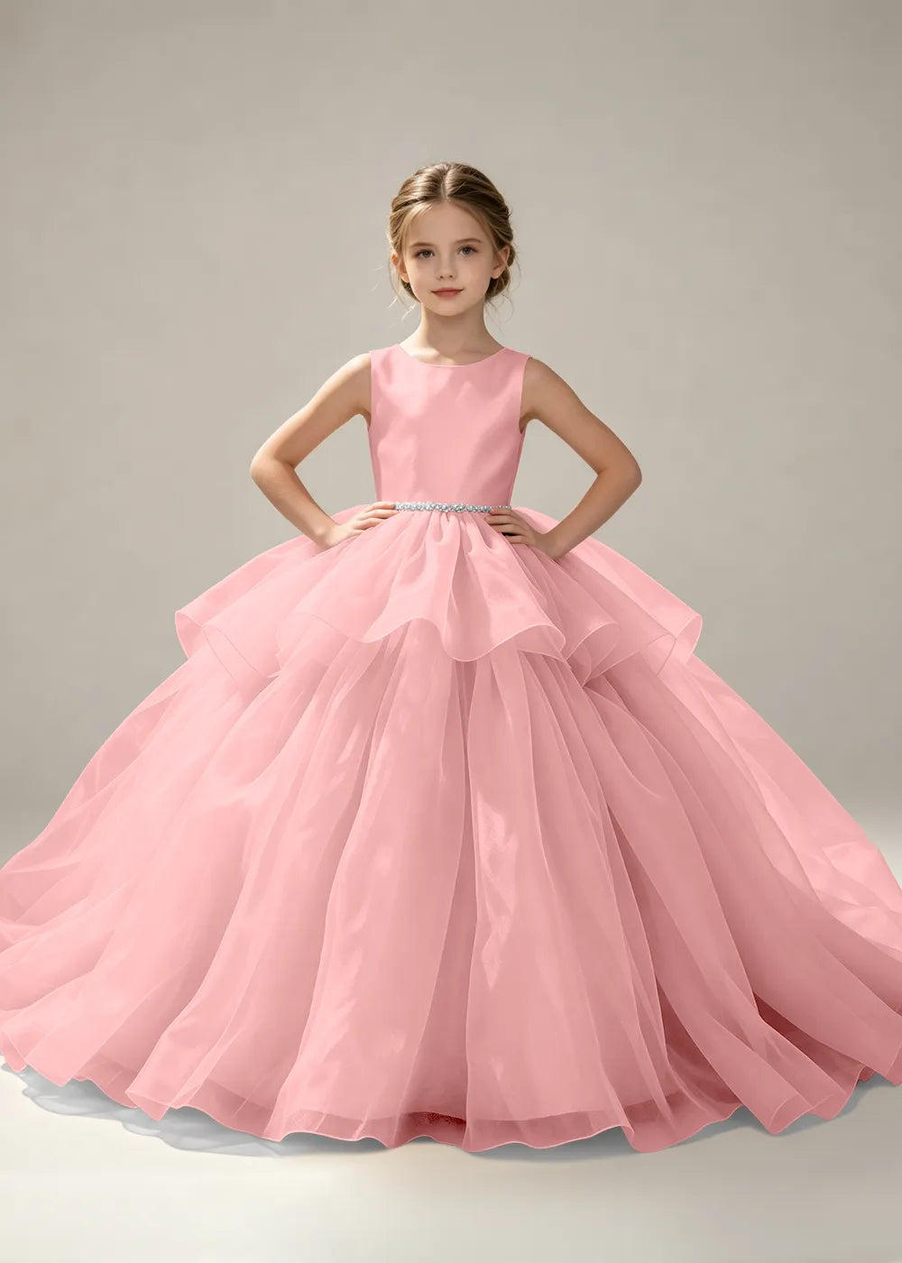 Pearl Waist Junior Bridesmaid Dress for Girls