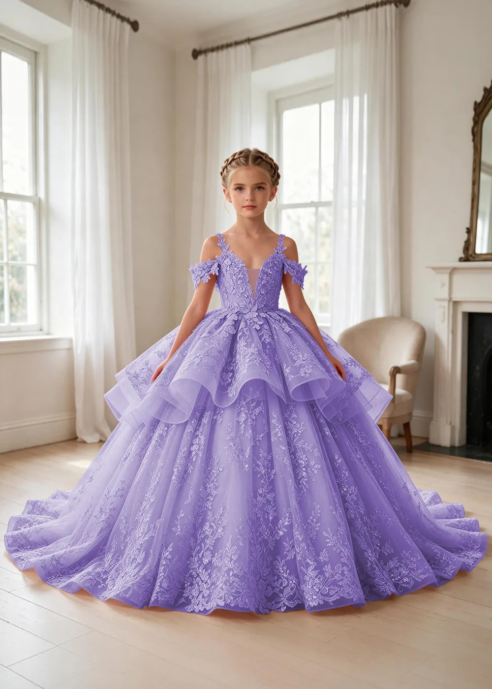 Spitzenkleid mit schulterfreiem Design