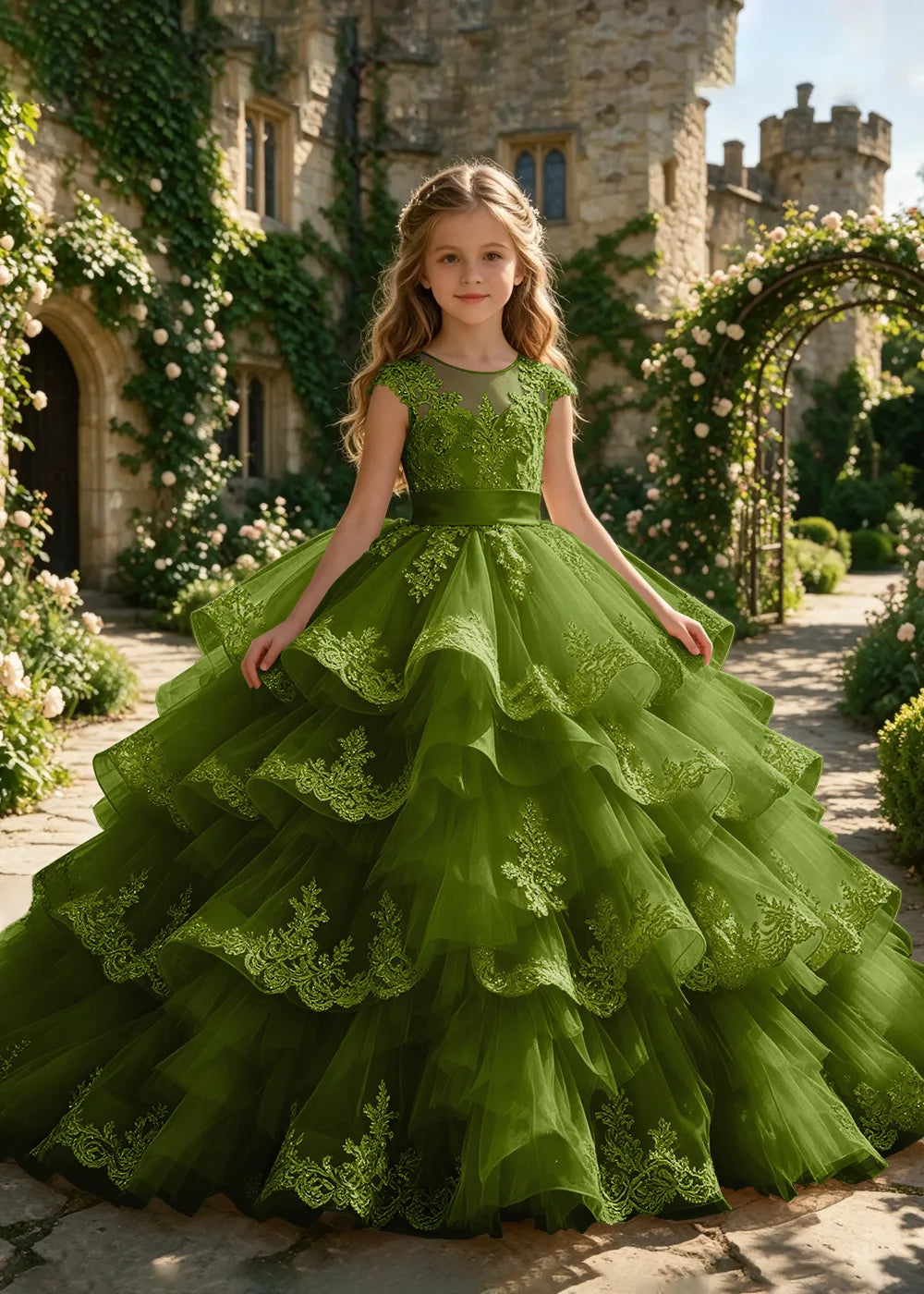 Illusion Cap Sleeve Junior Bridesmaid Dress