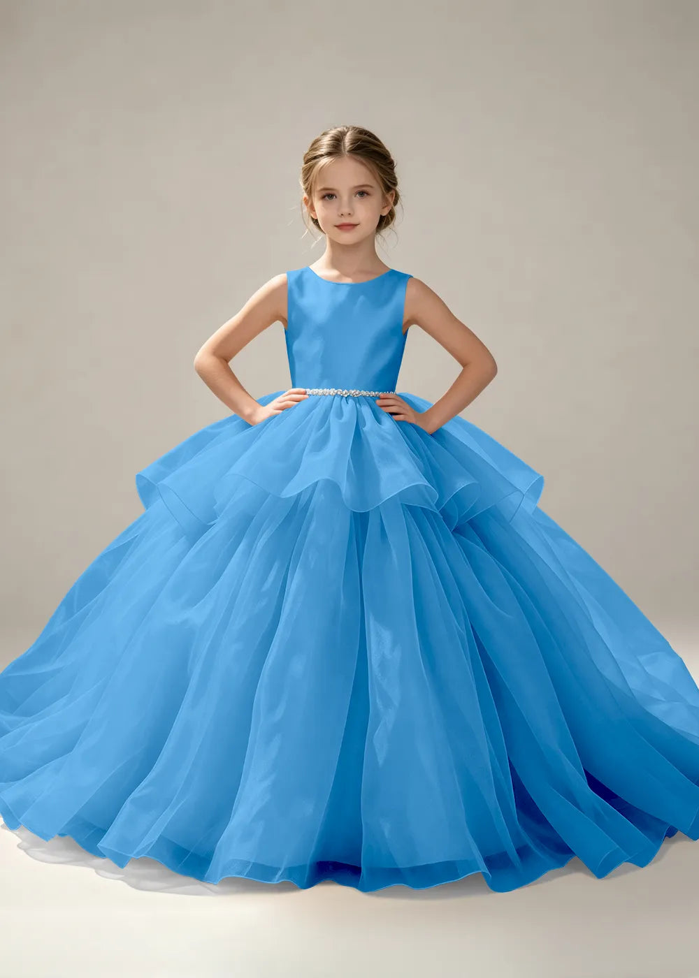 Pearl Waist Junior Bridesmaid Dress for Girls