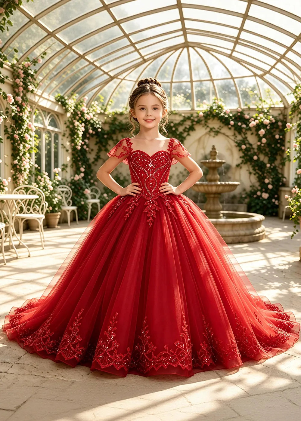 Regal Sequin Lace Princess Pageant Ball Gown