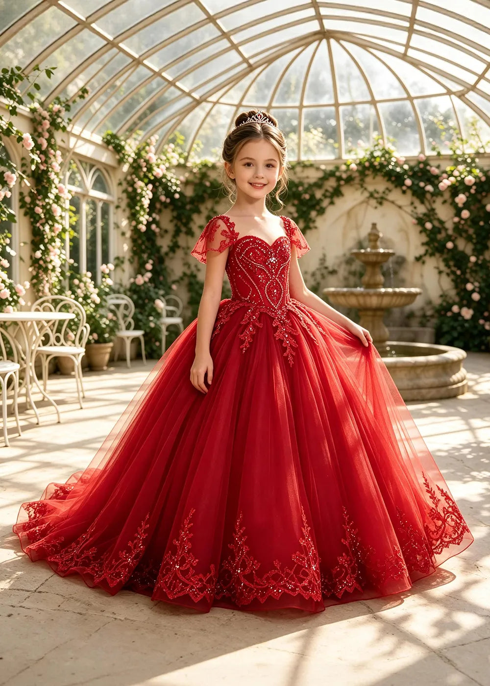 Regal Sequin Lace Princess Pageant Ball Gown