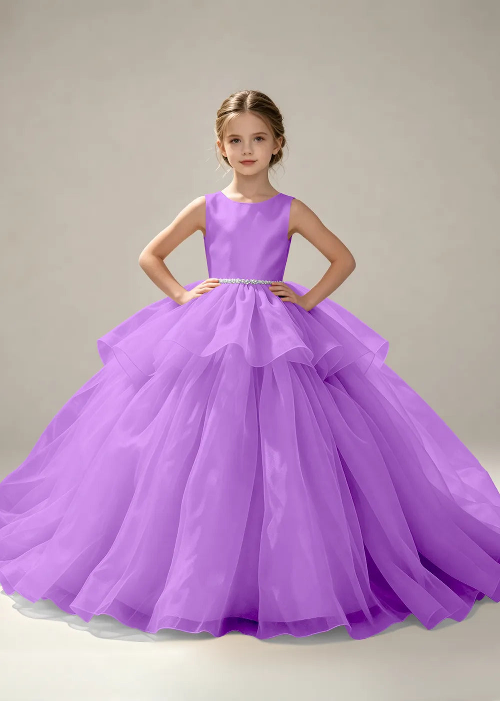 Pearl Waist Junior Bridesmaid Dress for Girls