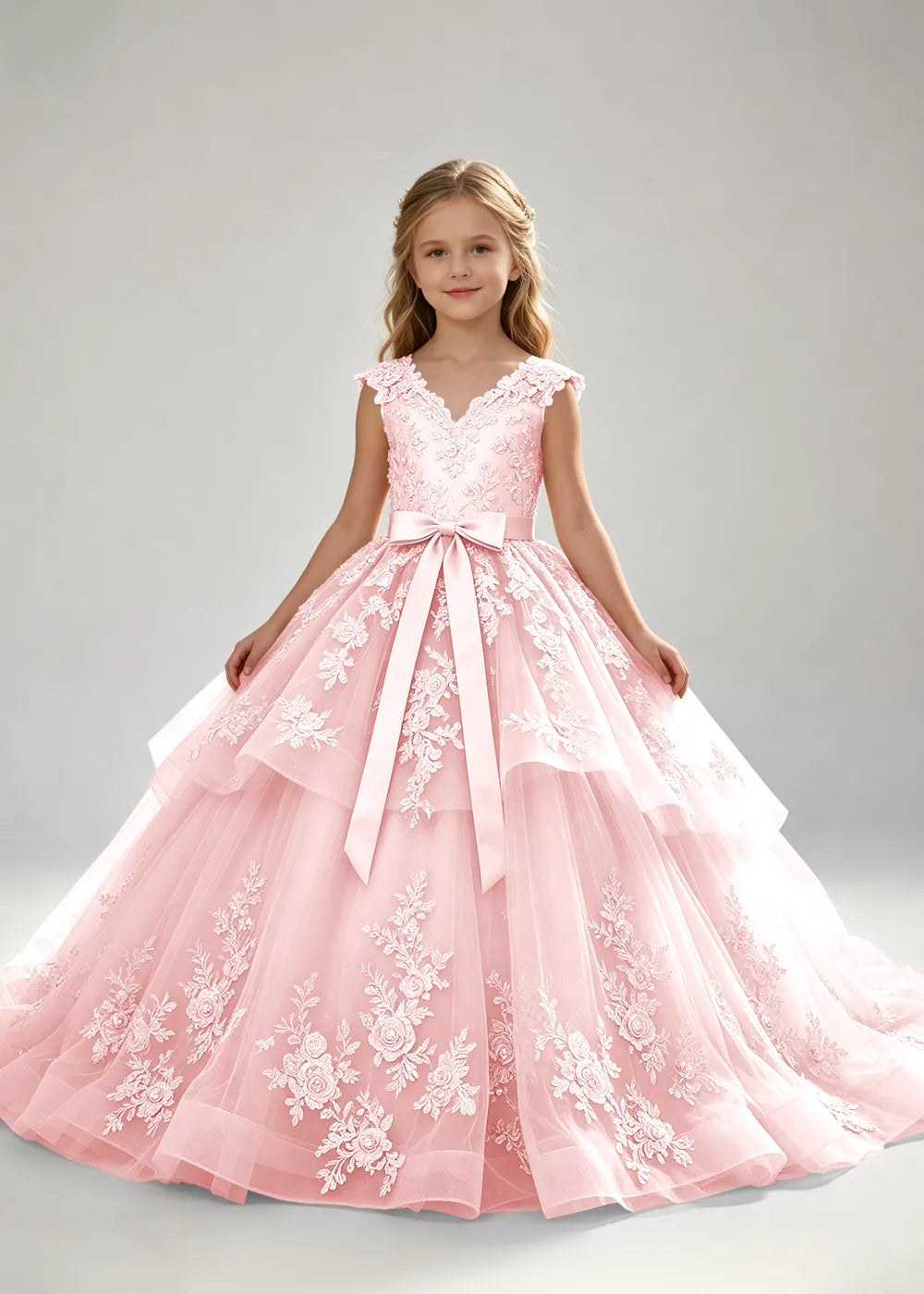 Romantic Floral Embroidered Special Occasion Gown