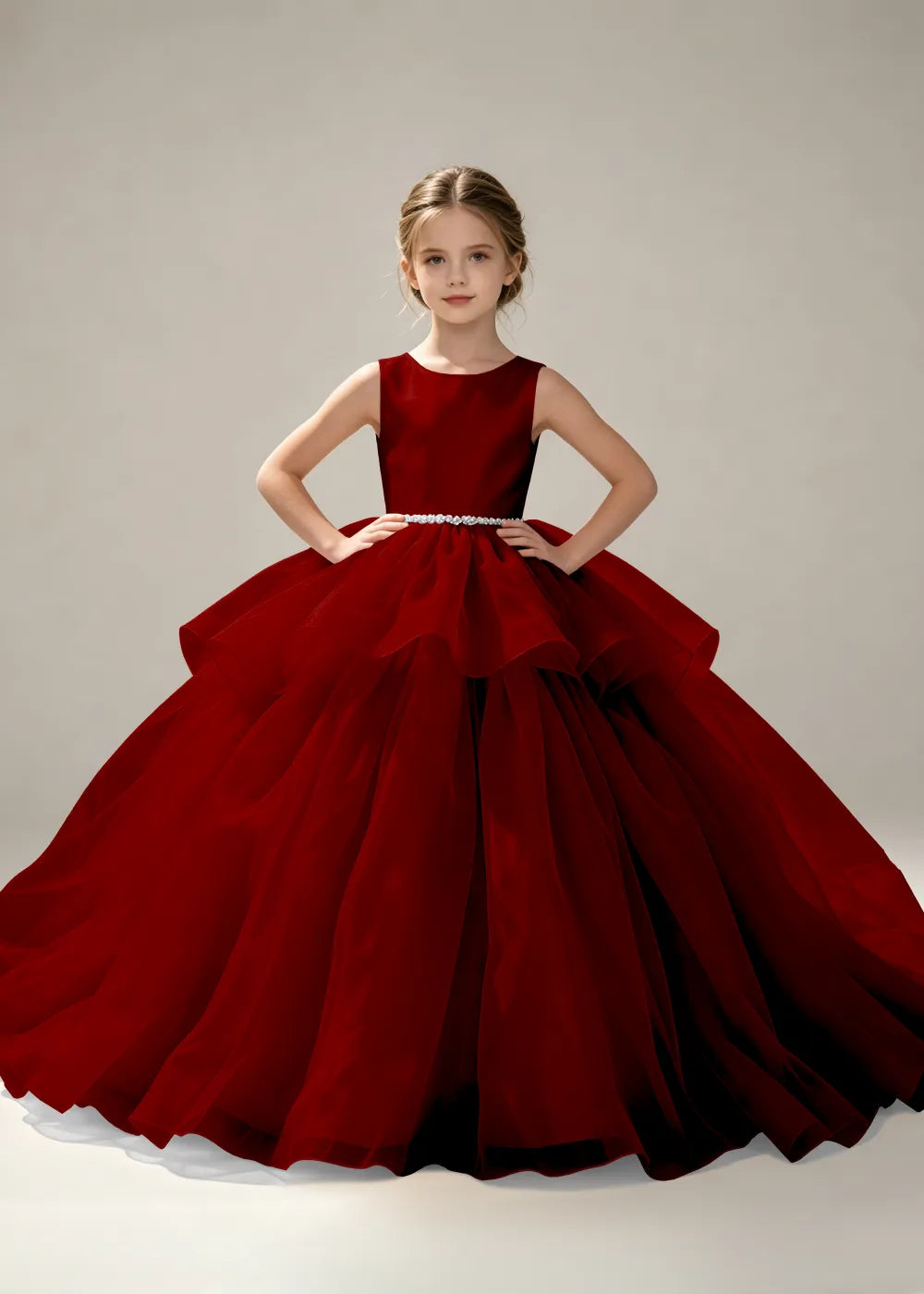 Pearl Waist Junior Bridesmaid Dress for Girls
