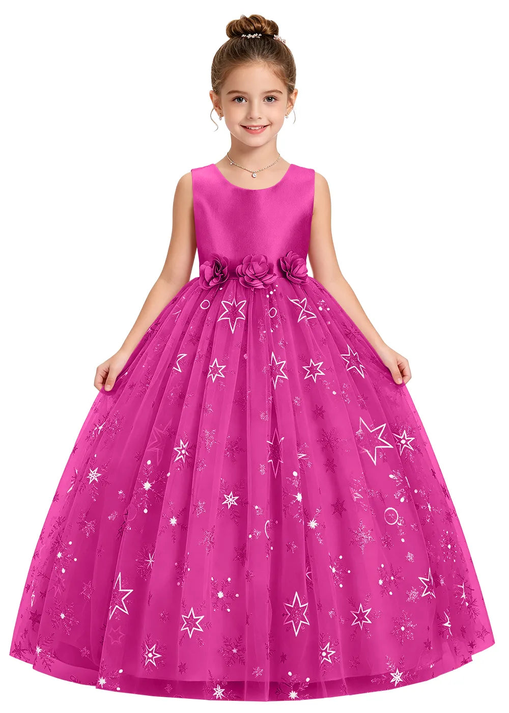 Bow Back Star Glitter Tulle Dress