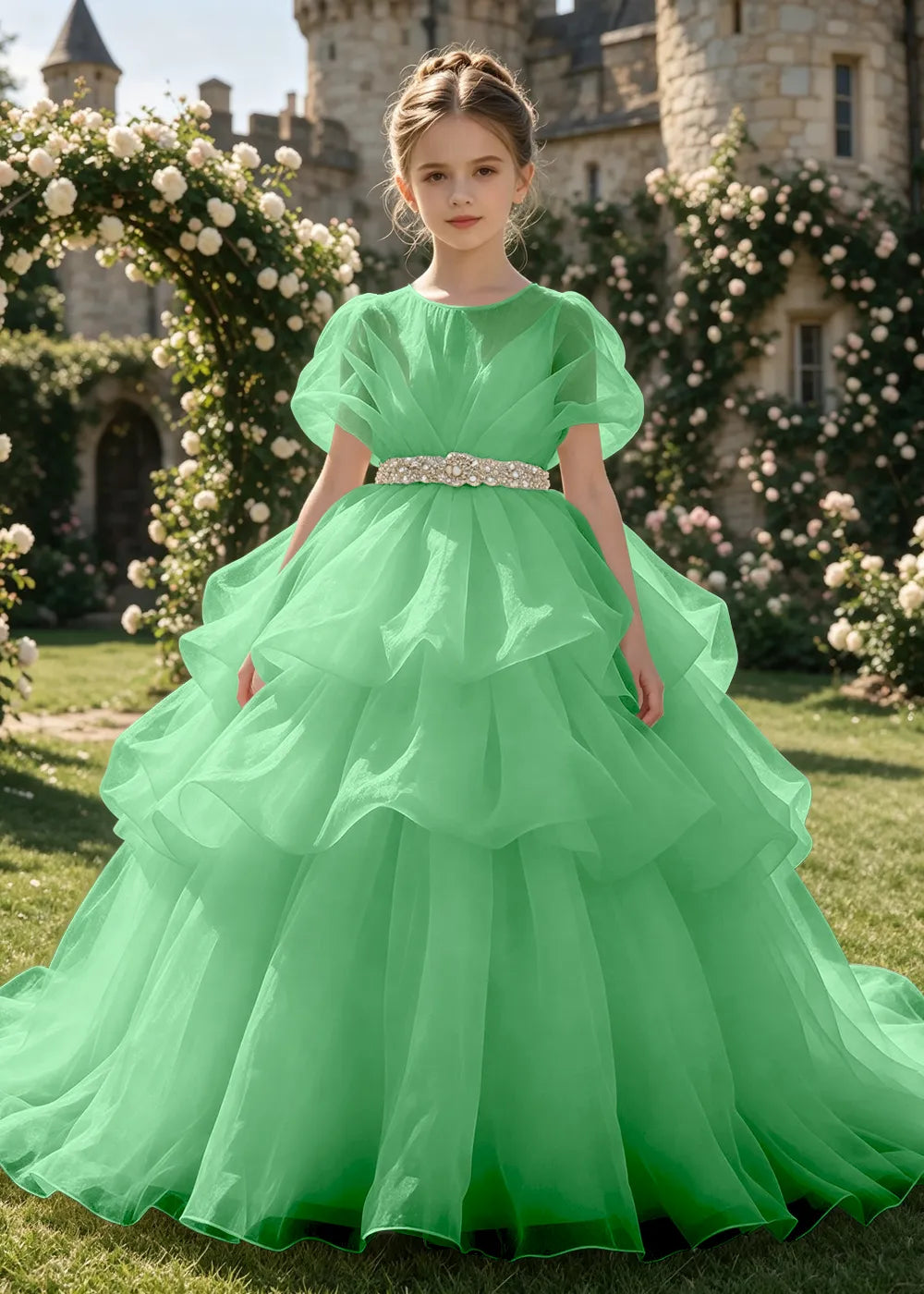 Cascading Organza Junior Bridesmaid Dress for Girls