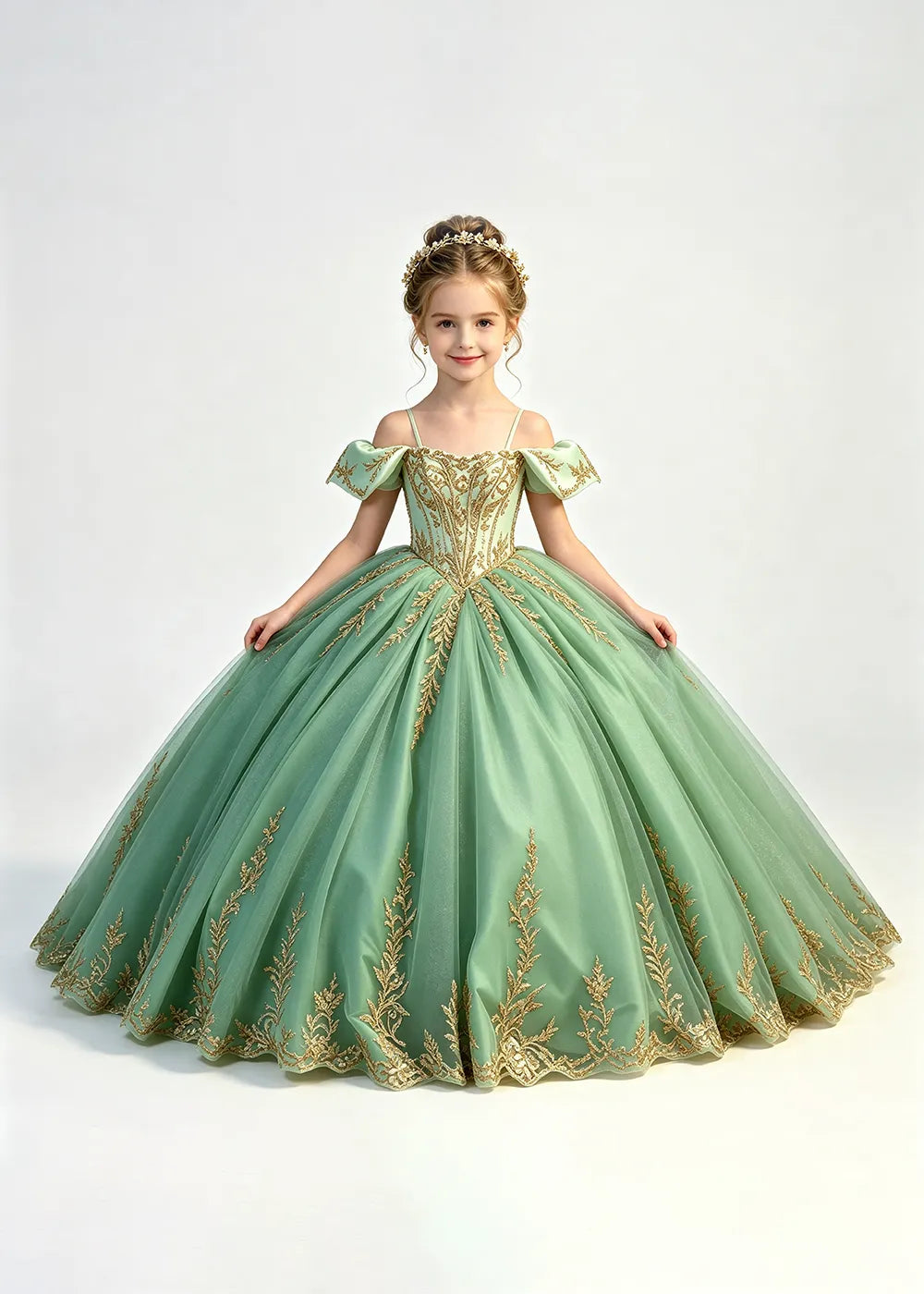Fairytale Corset-Back Flower Girl Ball Gown
