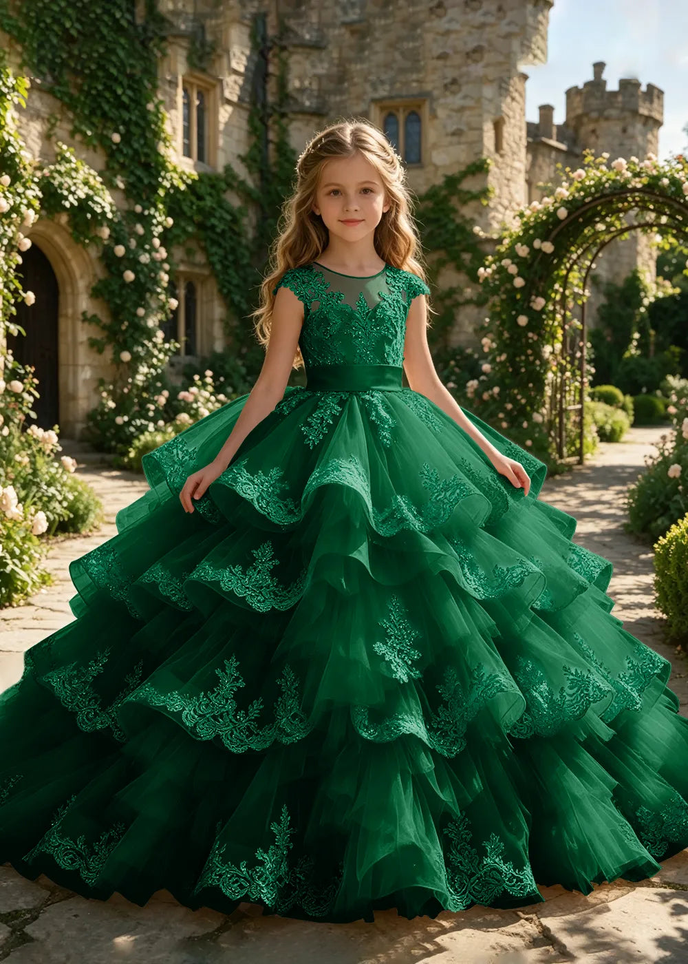 Illusion Cap Sleeve Junior Bridesmaid Dress