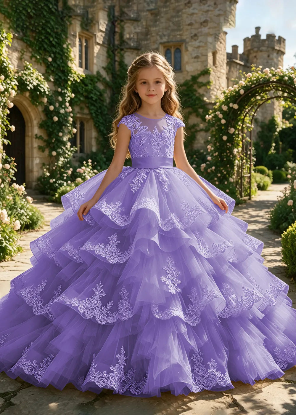Illusion Cap Sleeve Junior Bridesmaid Dress