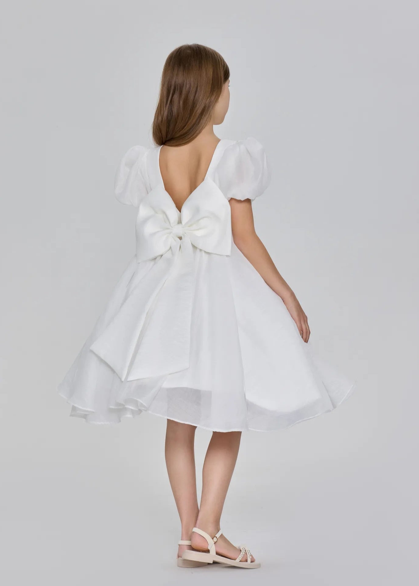 Puff Sleeve Princess Flower Girl Dress