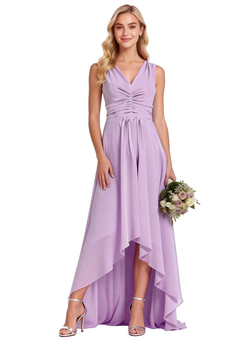Garden Party High Low Chiffon Wedding Guest Dress