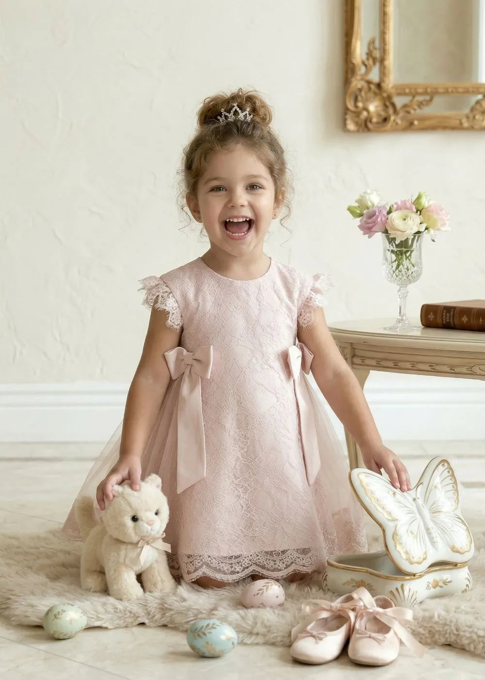 Vestido de princesa sin mangas de encaje