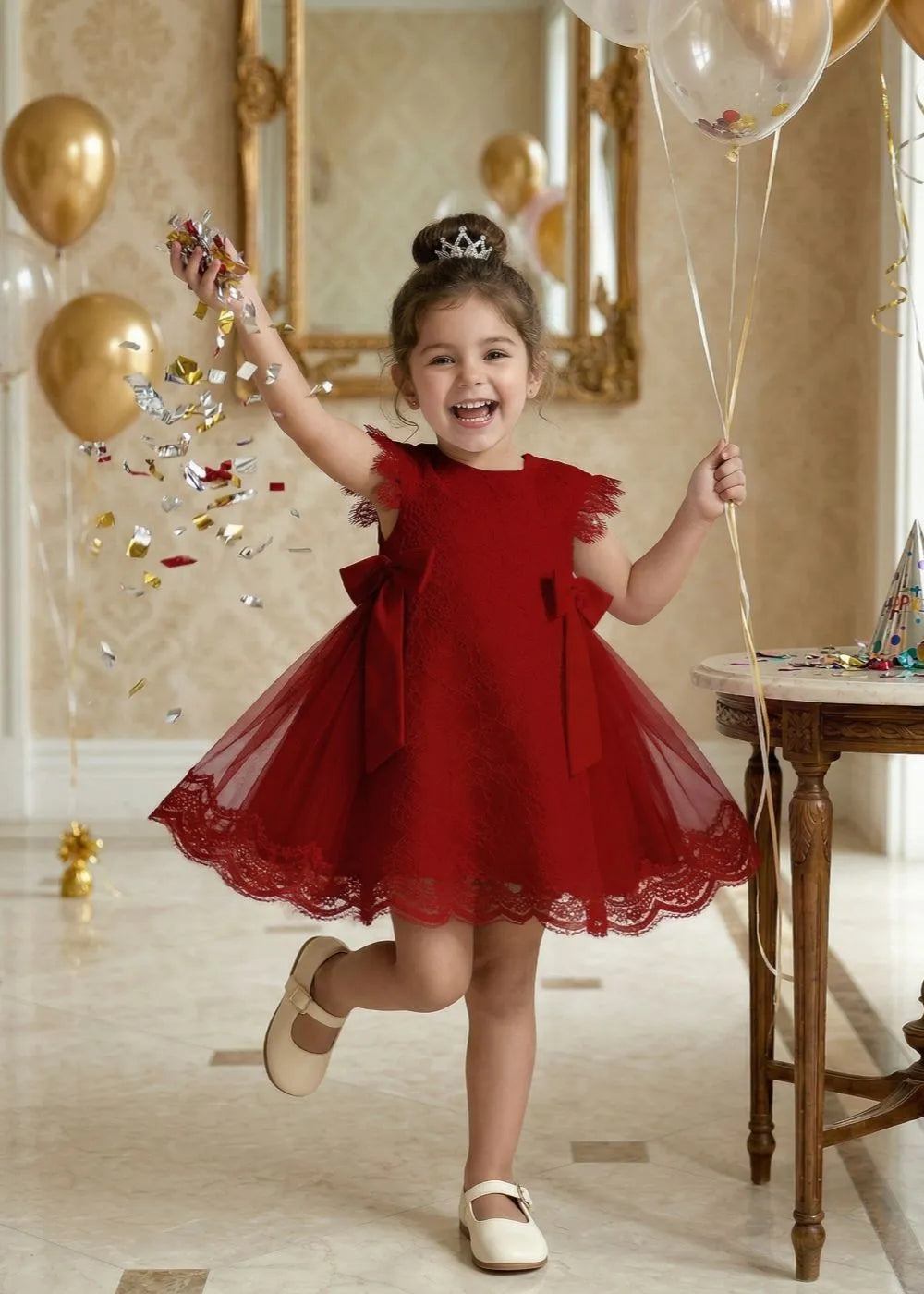 Vestido de princesa sin mangas de encaje