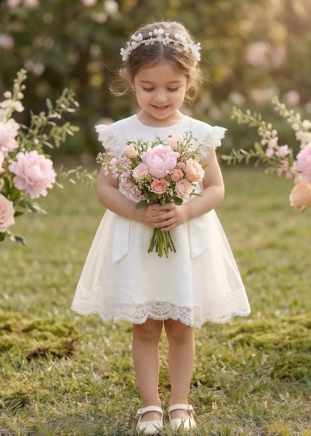 Vestido de princesa sin mangas de encaje