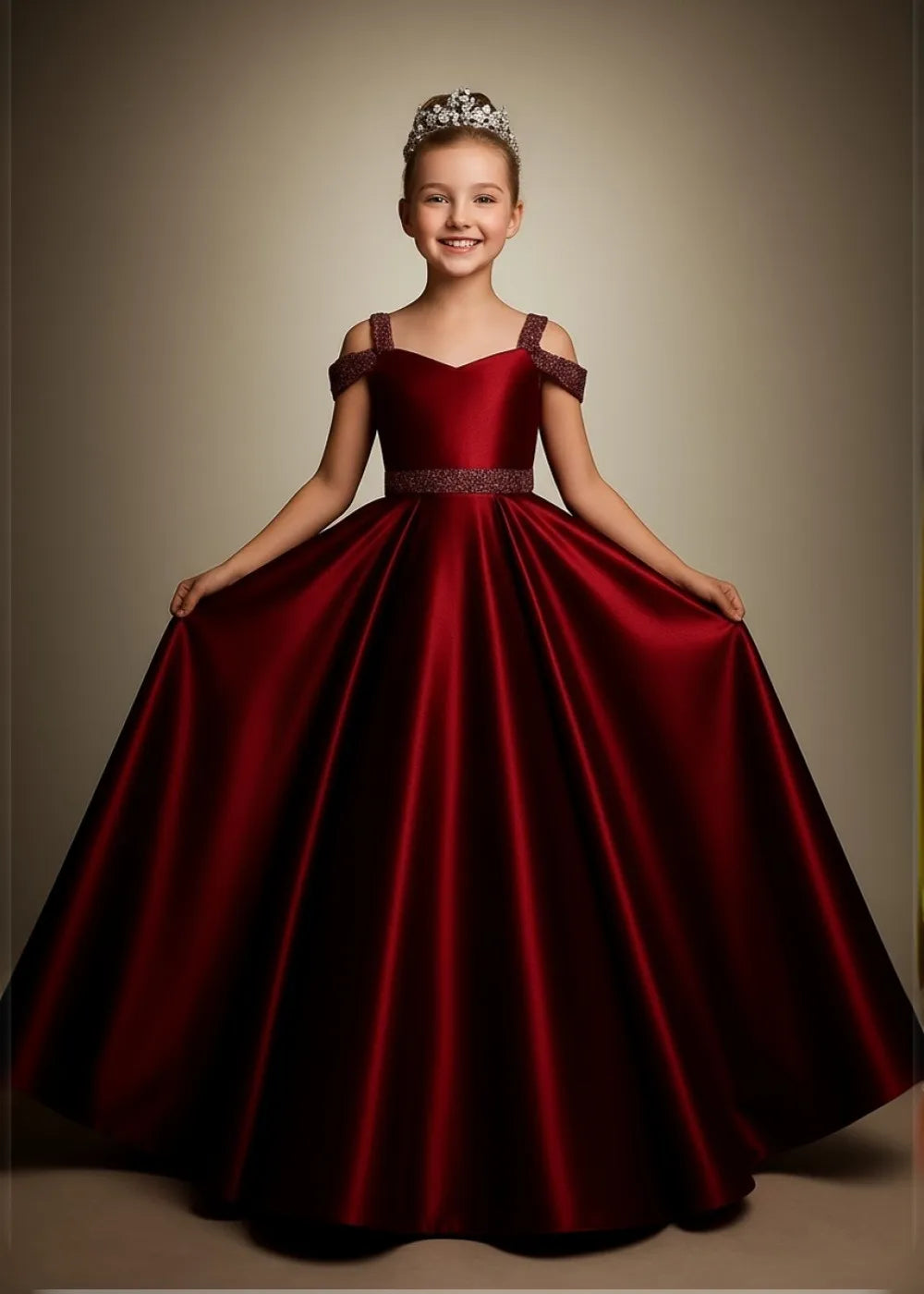 Christmas Pageant Dress for Girls | Red Formal Ball Gown | Fynony