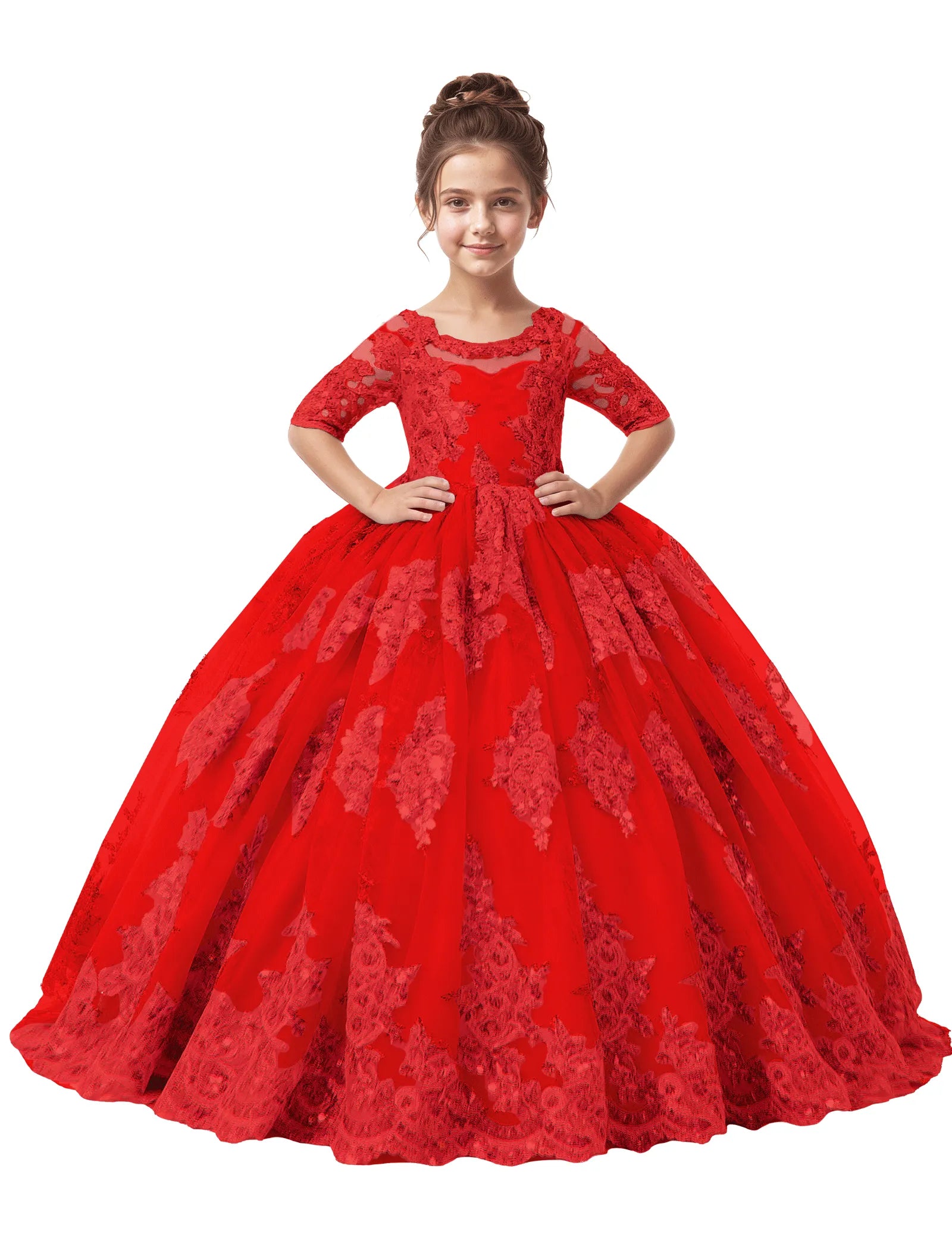 Vestido de princesa sin mangas de encaje