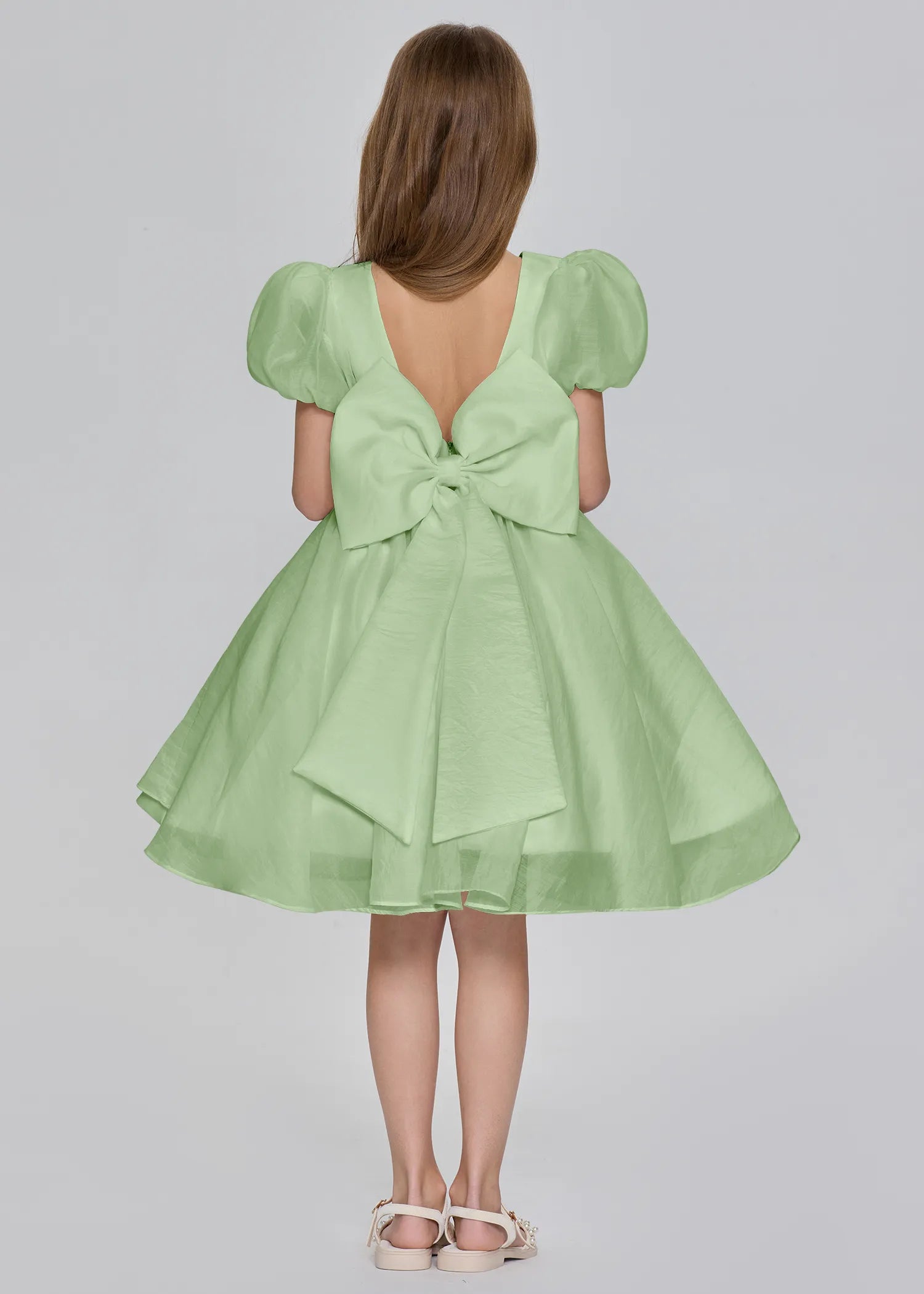 Puff Sleeve Princess Flower Girl Dress