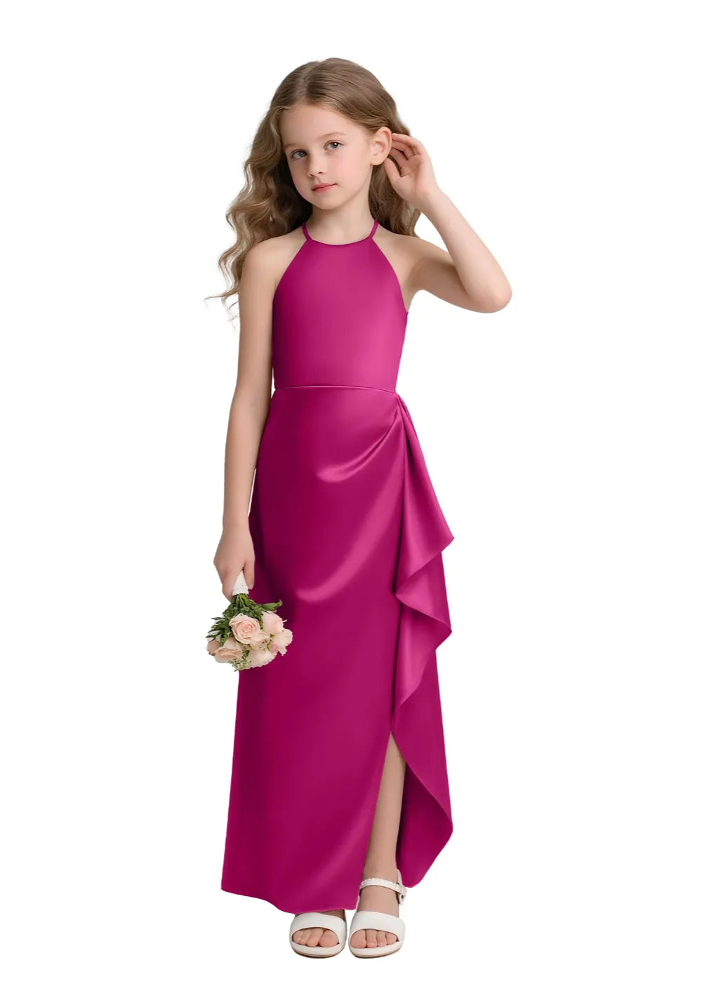 Satin Flower Girl Dress | Elegant Junior Bridesmaid Dresses A Line | Fynony Satin Flower Girl Dress | Elegant Junior Bridesmaid Dresses A Line | Fynony