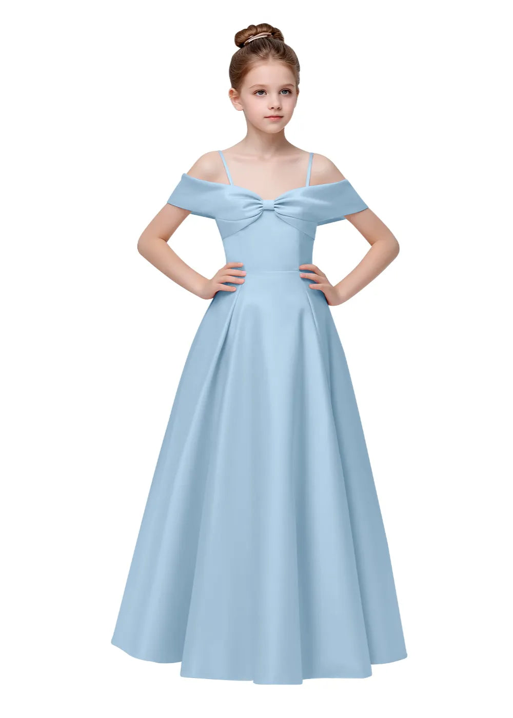 Bow-Off-Shoulder Princess Gown for Girls