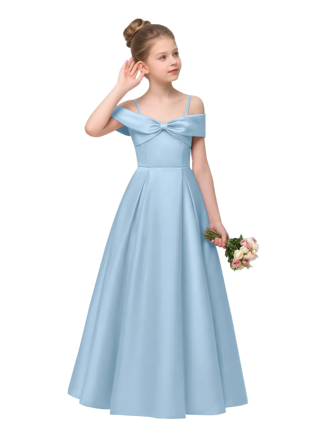 Bow-Off-Shoulder Princess Gown for Girls