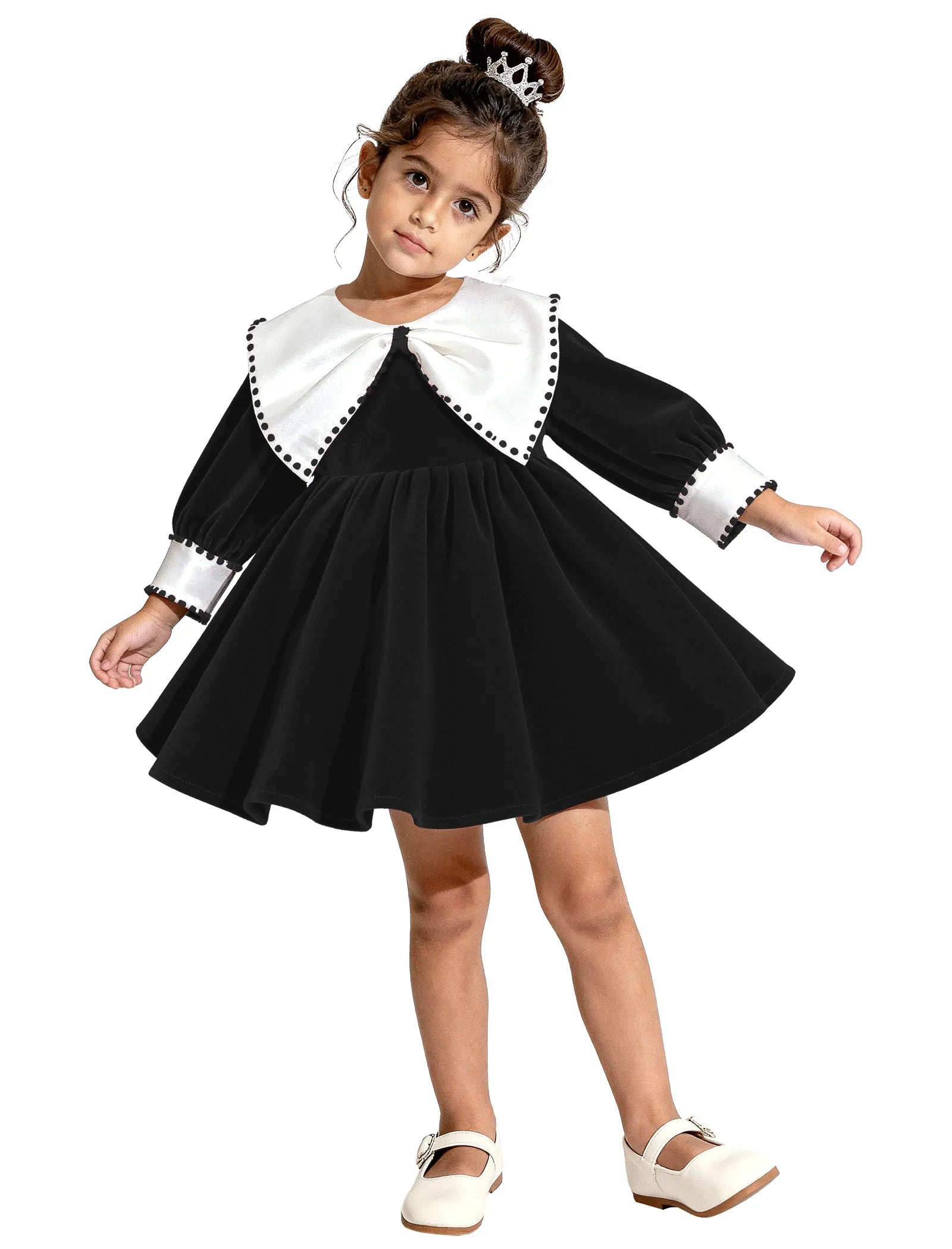 Velvet Princess Bow Dress for Girls