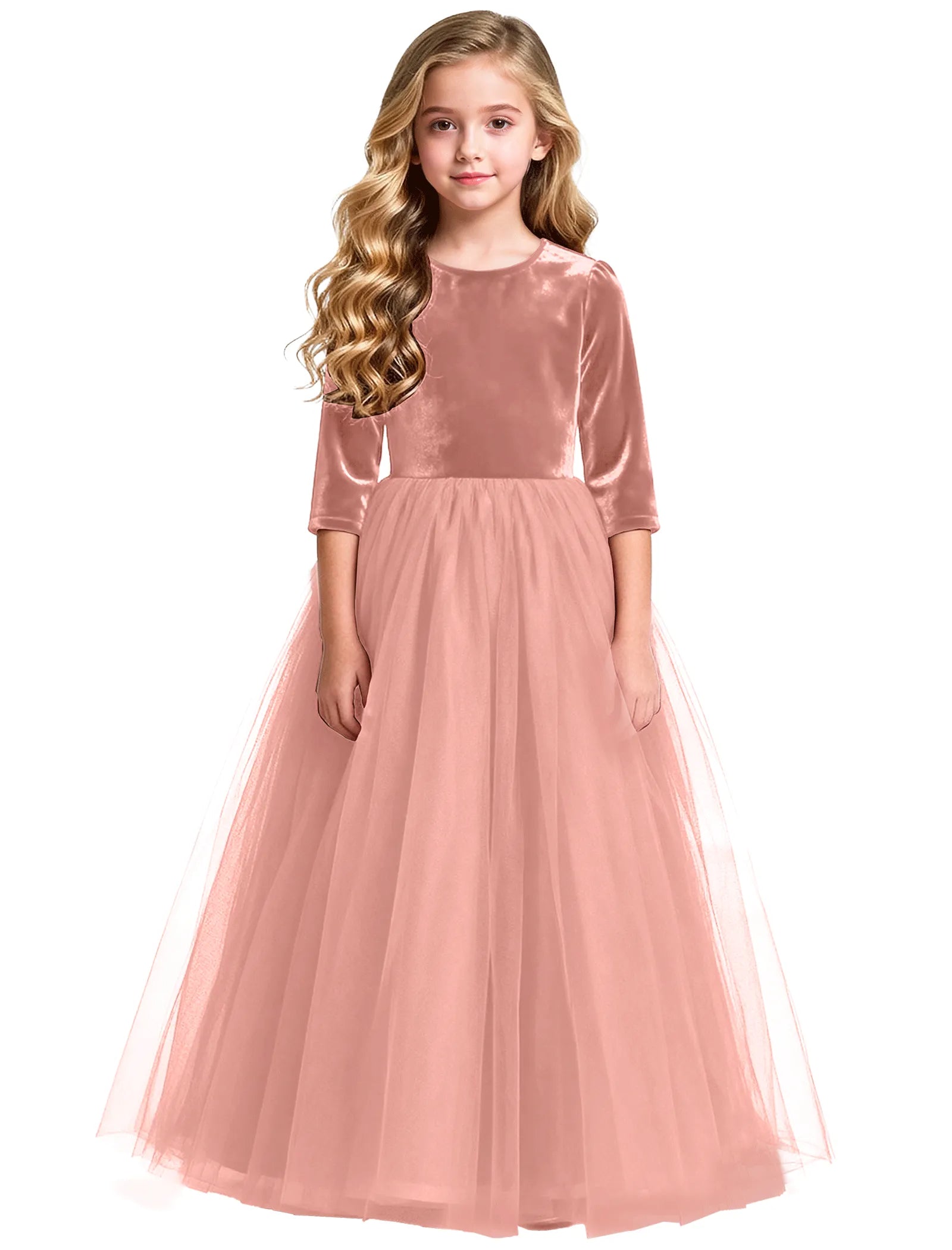 Velvet Tulle Flower Girl Dress with Bow