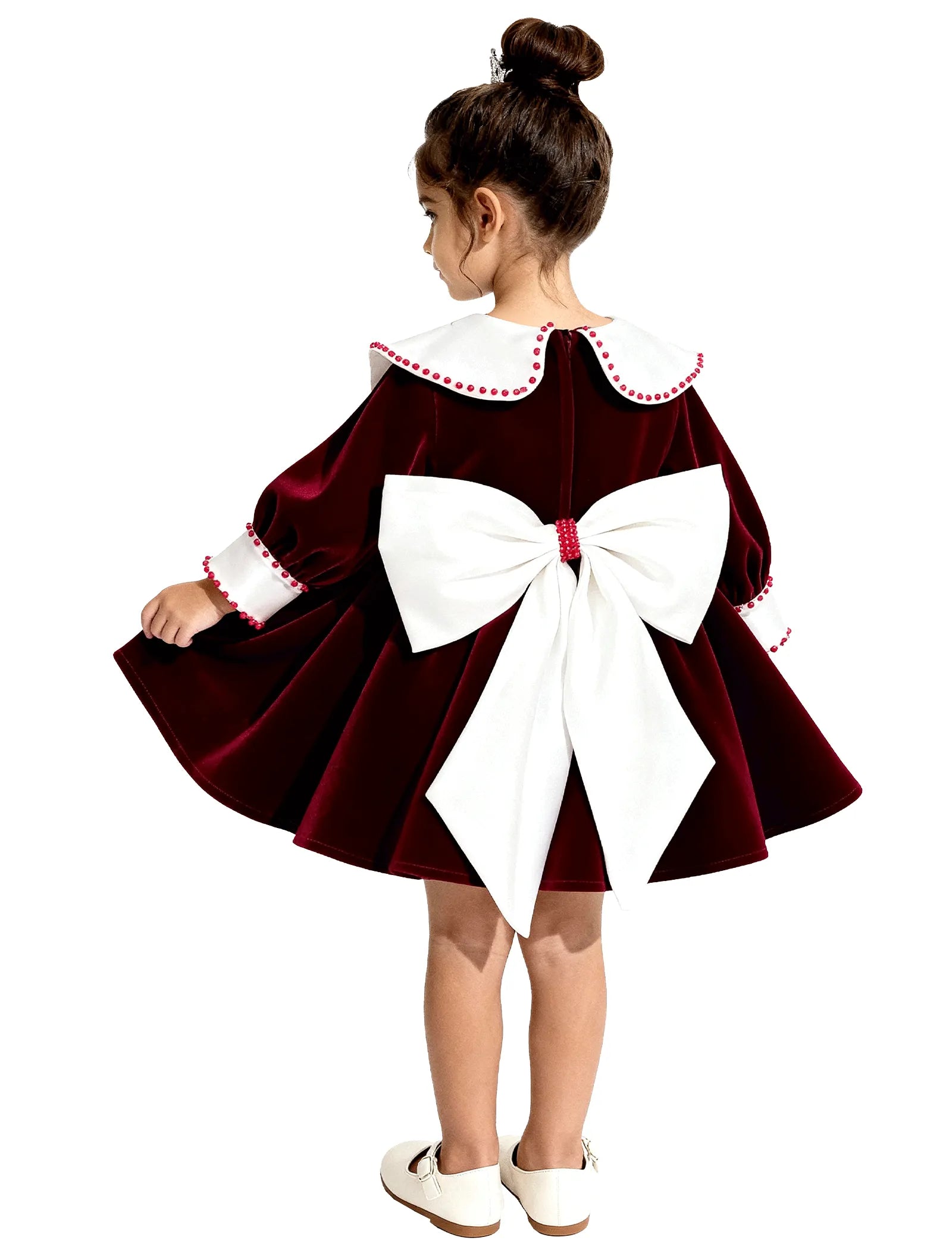Velvet Princess Bow Dress for Girls