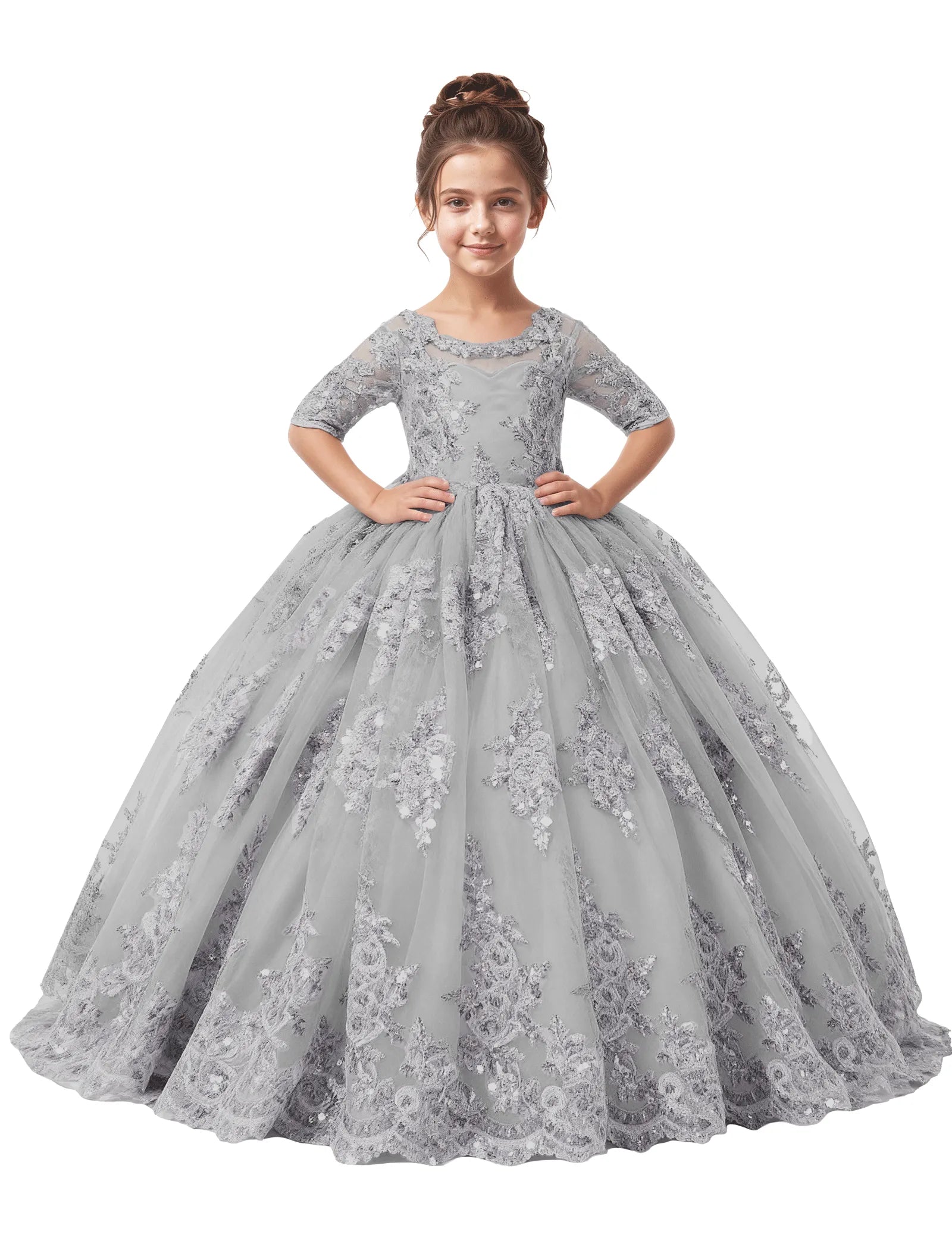 Vestido de princesa sin mangas de encaje