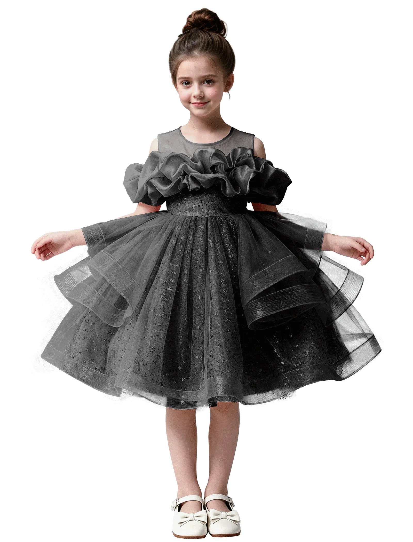 Sparkle Tulle Ruffle Flower Girl Dress
