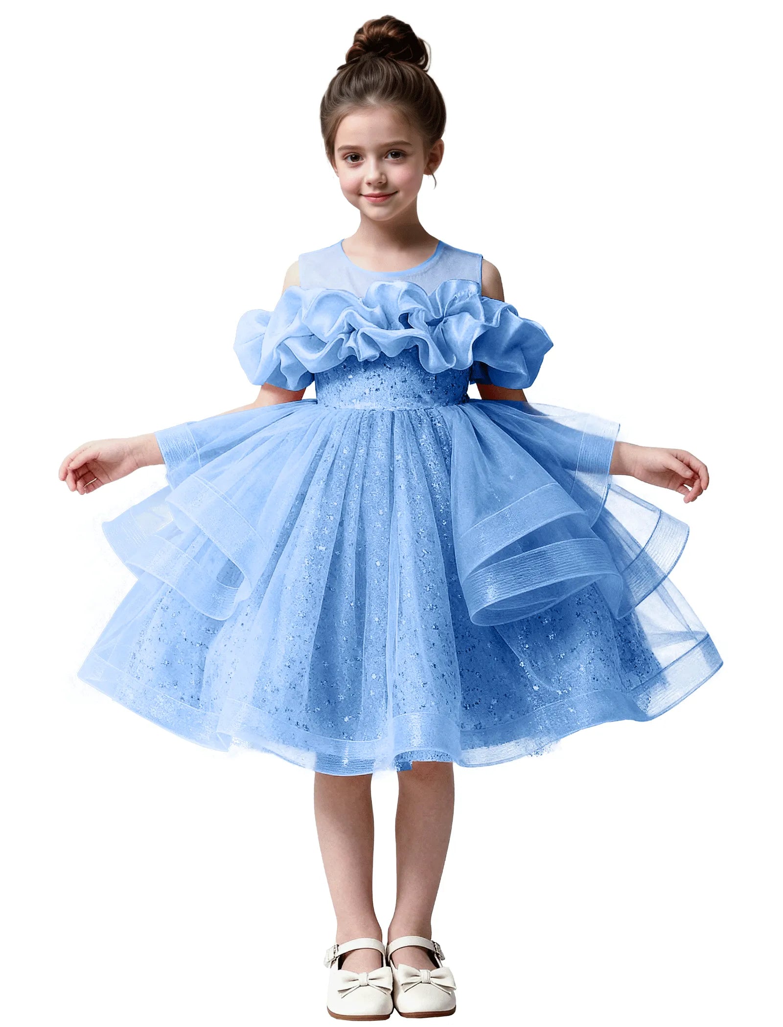 Sparkle Tulle Ruffle Flower Girl Dress