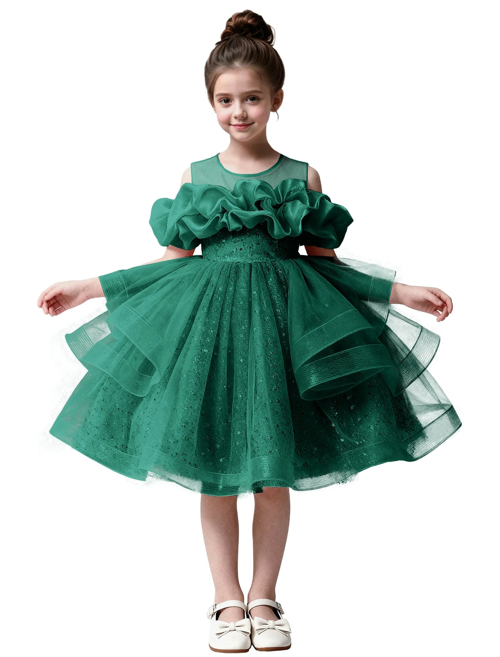 Sparkle Tulle Ruffle Flower Girl Dress