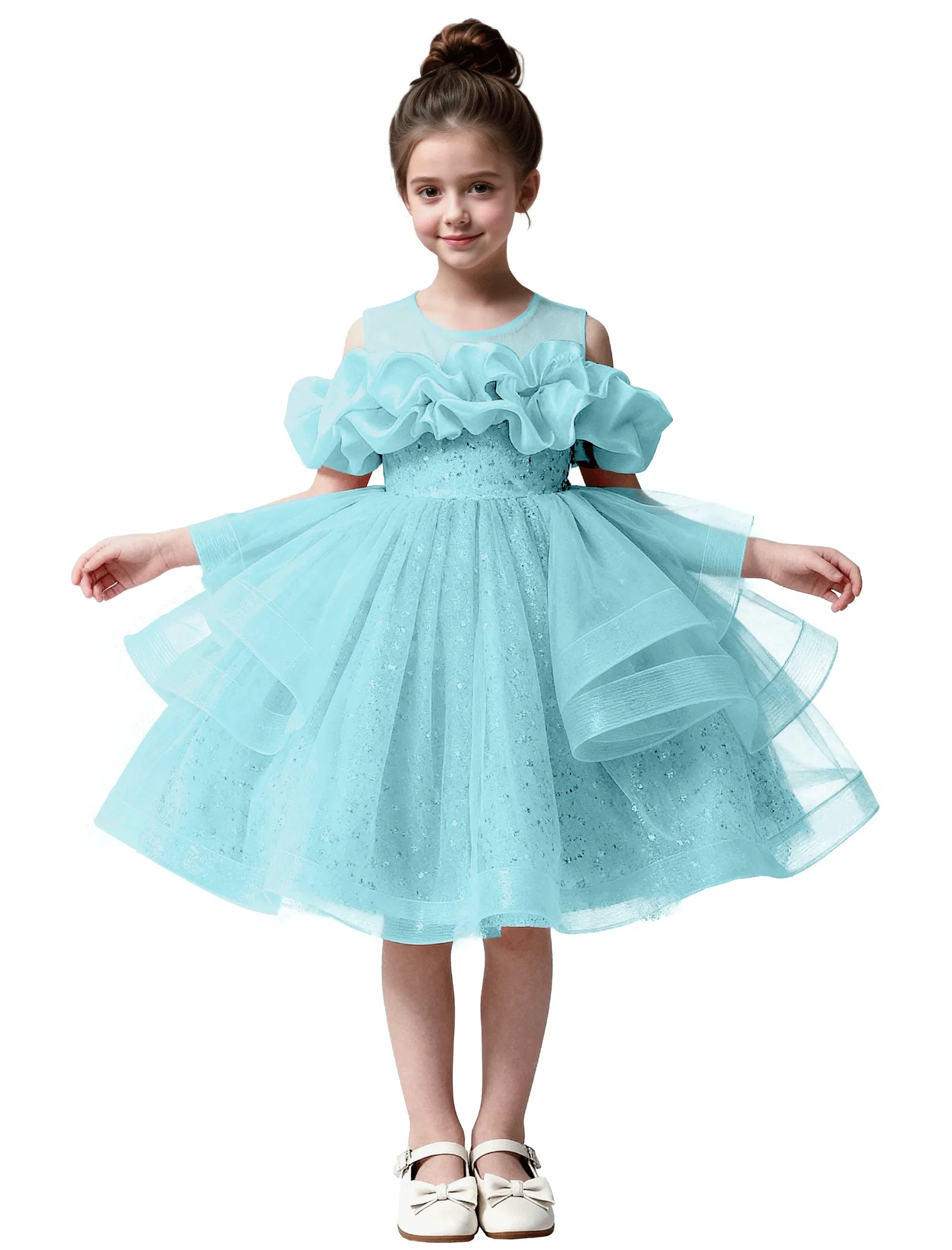 Sparkle Tulle Ruffle Flower Girl Dress
